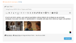 wpForo GIPHY Integration gifs in editor