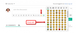 wpDiscuz Emoticons addon adds emoji sets