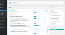 wpDiscuz comment reporting and auto moderation based on down votes settings